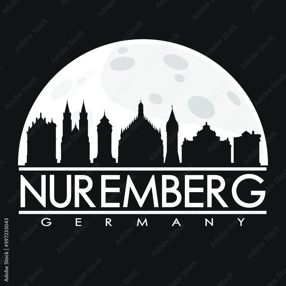 Nuremberg Germany Skyline City Flat Silhouette Design Background Night.