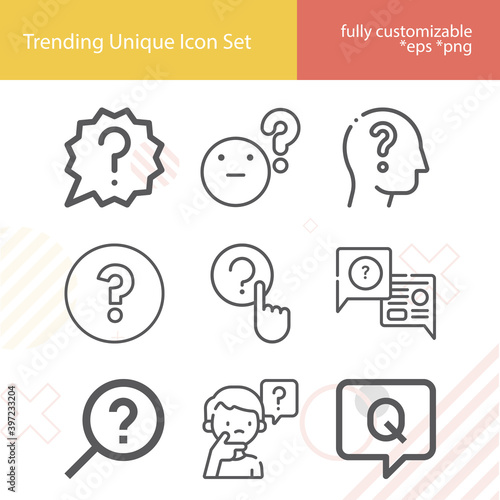 Simple set of enquiry related lineal icons.