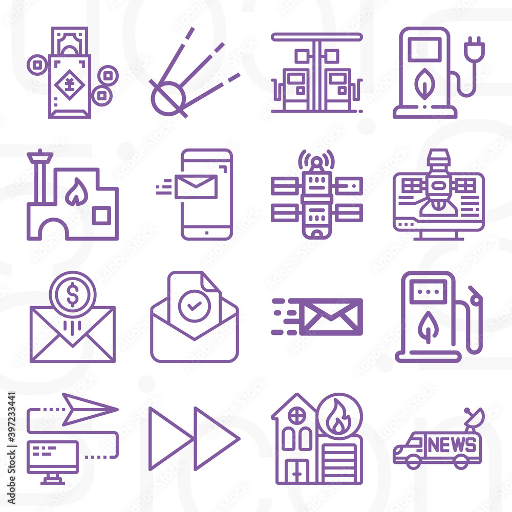 16 pack of send  lineal web icons set