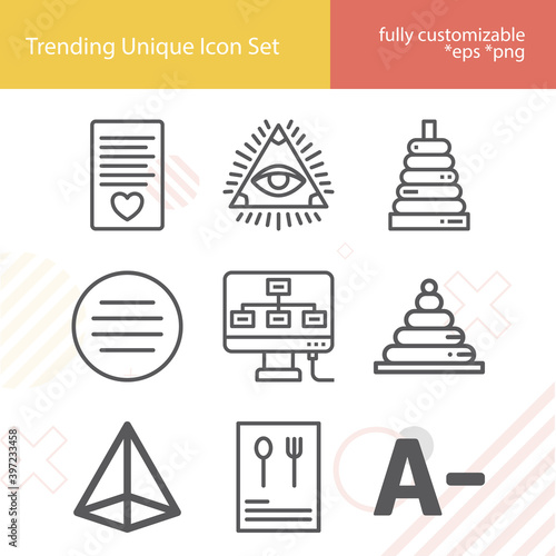 Simple set of hierarchical related lineal icons.