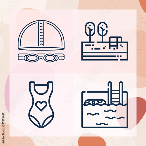 Simple set of water sport related lineal icons