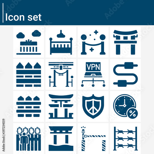 Simple set of fence related filled icons.