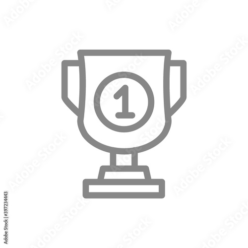 Trophy, award cup line icon. Board game, table entertainment symbol © Lifeking