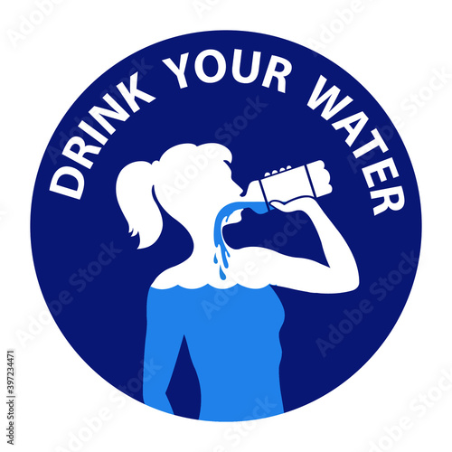 Drink your water icon sign logo vector illustration.