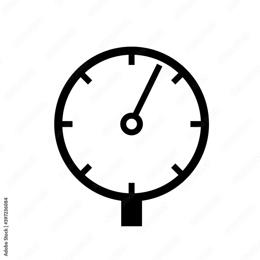 Pressure Gauge Black Icon, Vector Illustration, Isolate On White Background Label. EPS10 Pressure Gauge Black Icon, Vector Illustration, Isolate On White Background Label. EPS10