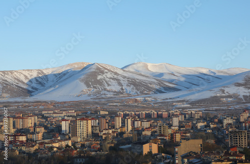 Snowy Hills and Buildings of  Nigde City,Turkey photo