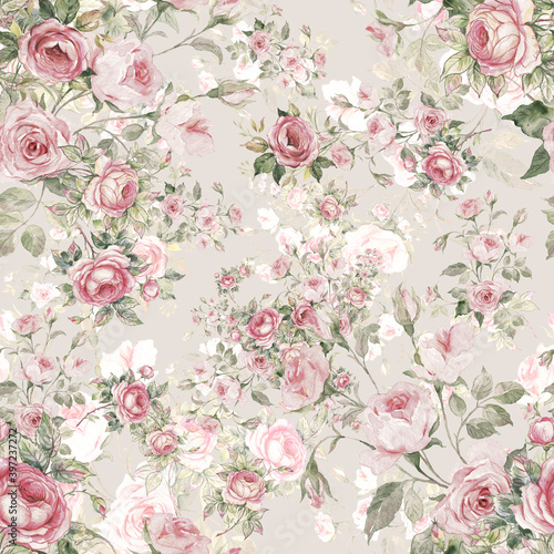 Lovely seamless floral pattern delicate roses © Irina Chekmareva