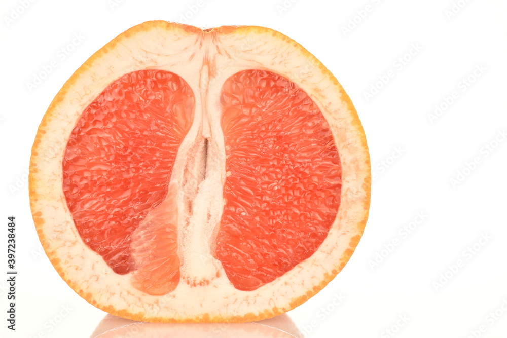 organic ripe grapefruits, close-up, isolated on white. organic ripe grapefruits, close-up, isolated on white.