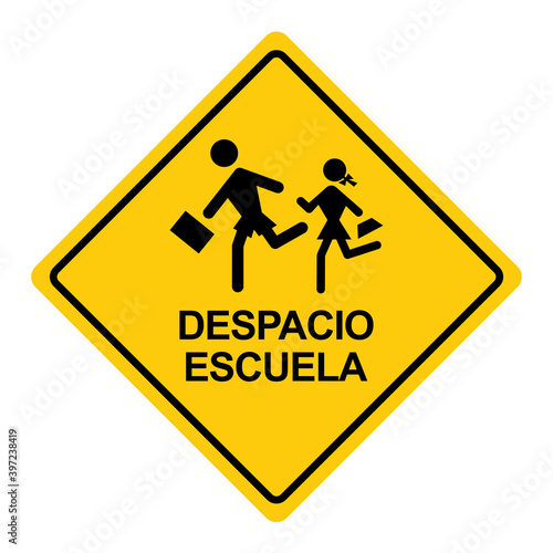 Despacio escuela señal tránsito español photo