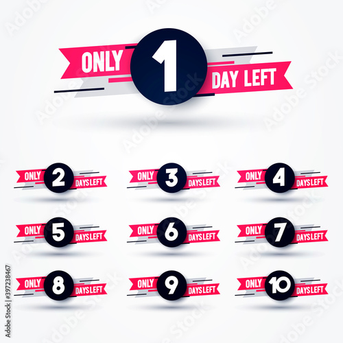 Vector Illustration Days Left Counter. Countdown 10 To 1