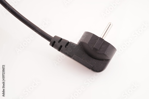 black electrical wire on white background