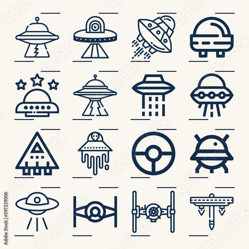 Simple set of spaceship related lineal icons.