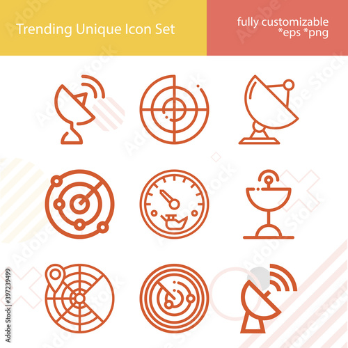 Simple set of measuring instrument related lineal icons.