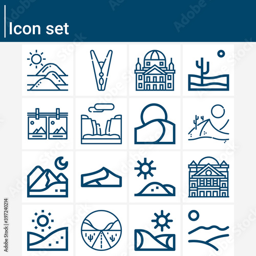 Simple set of arizona related lineal icons.