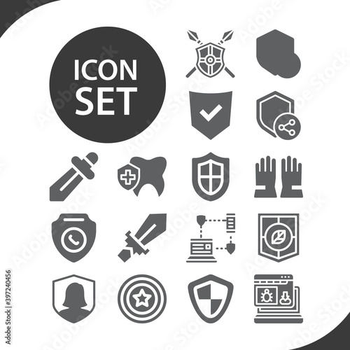Simple set of defending team related filled icons.