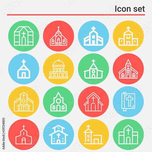 16 pack of parish  lineal web icons set