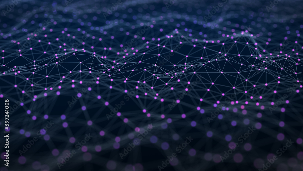 Abstract wave background with dots and lines moving in space. Technology illustration. Futuristic modern dynamic wave. 3d rendering. Abstract wave background with dots and lines moving in space. Technology illustration. Futuristic modern dynamic wave. 3d rendering.