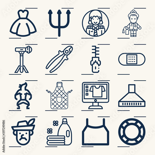 Simple set of garment related lineal icons.