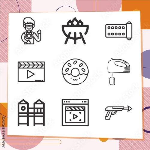 Simple set of 9 icons related to behind