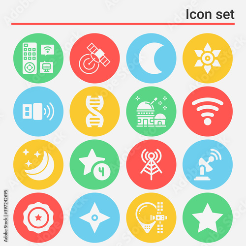 16 pack of astronomy filled web icons set
