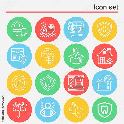 16 pack of assurance  lineal web icons set