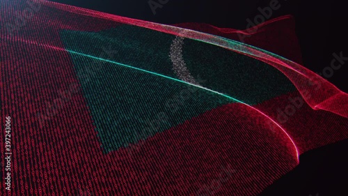 3d render. Maldives digital flag with binary code texture flies in the wind. Seamless loop. (ID: 397243066)