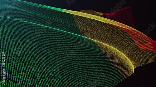 3d render. Mali digital flag with binary code texture flies in the wind. Seamless loop. (ID: 397243257)