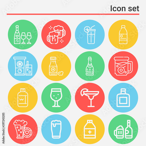 16 pack of intoxication  lineal web icons set