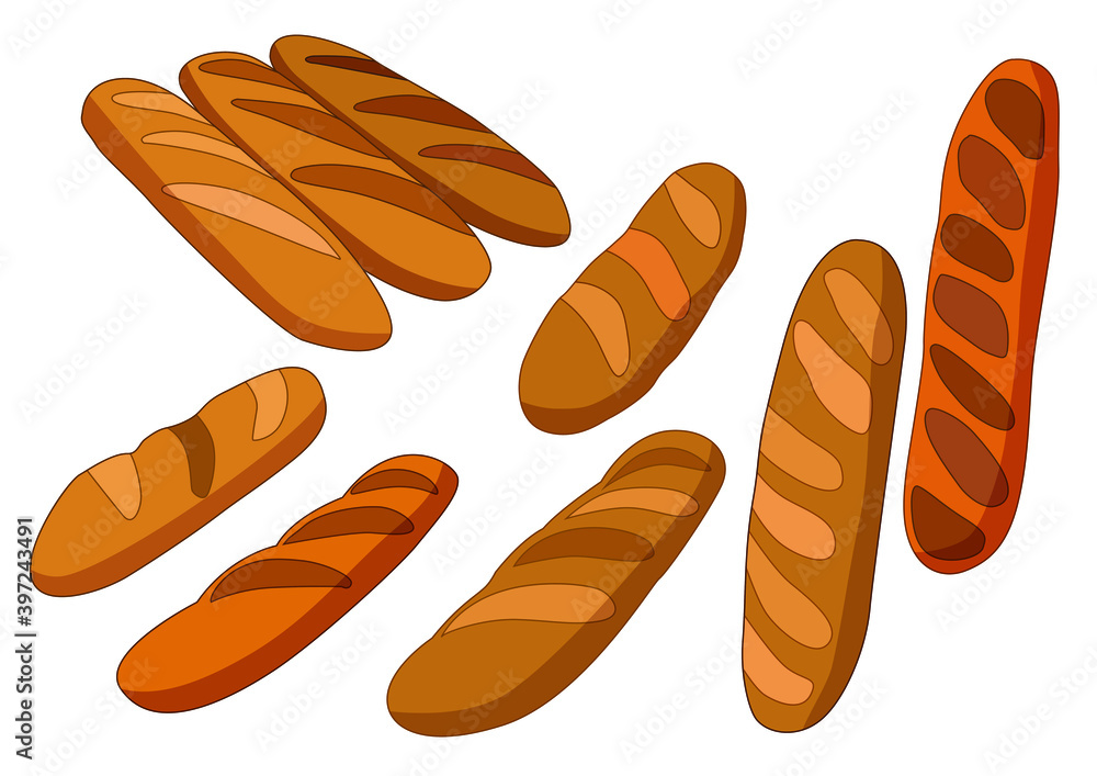 Delicious soft bread and bakery on white background illustration vector Delicious soft bread and bakery on white background illustration vector