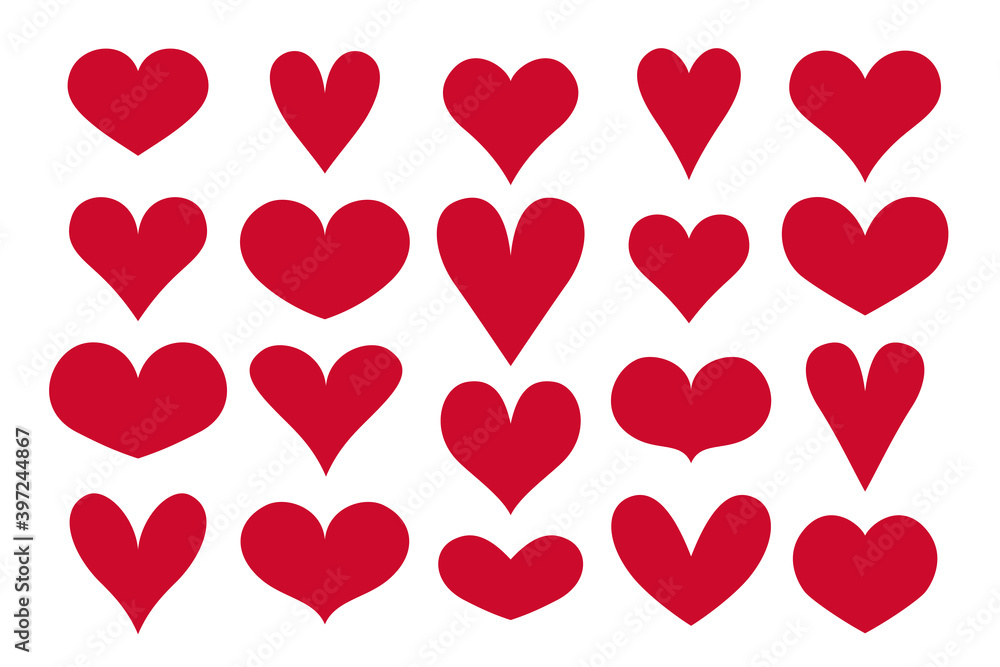 Hearts shapes vector. Valentines day icons set