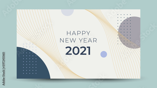 Happy new year 2021, horizontal banner. Brochure or calendar cover design template. Cover of business diary for 2021 with wishes. The art of cutting paper.