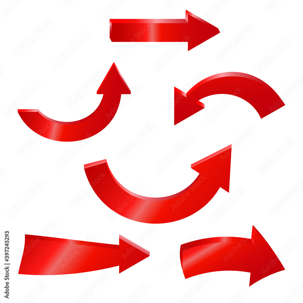 Red arrow sparkling on white background Red arrow sparkling on white background