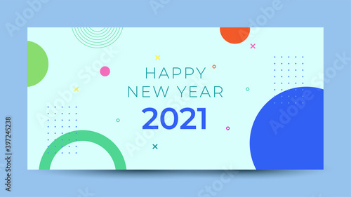 happy 2021 new year. Design template for greeting card, banner, business, sale. colorful vector illustration.