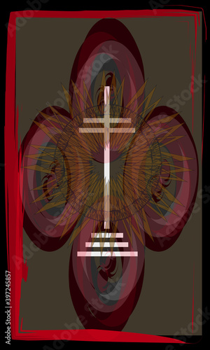 Tarot cards - back design. Cross of the archangel