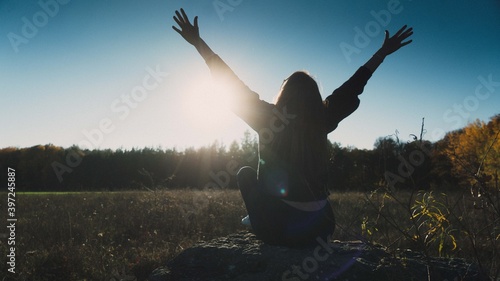 silhouette of a happy person