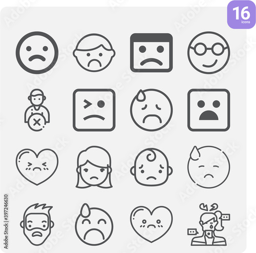 Simple set of tragic related lineal icons.