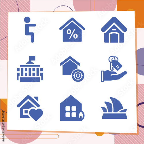 Simple set of 9 icons related to lords