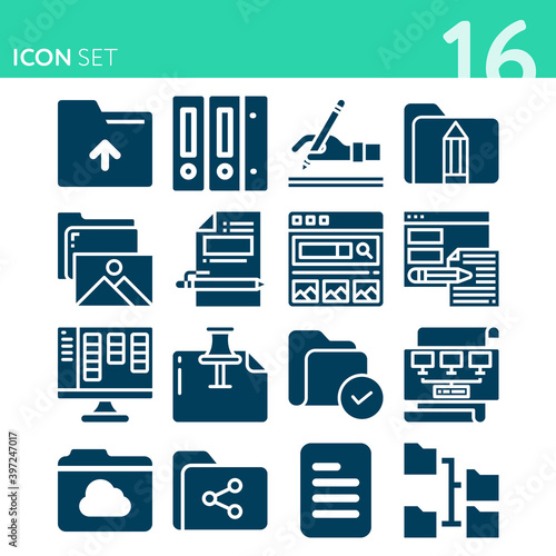Simple set of 16 icons related to command line