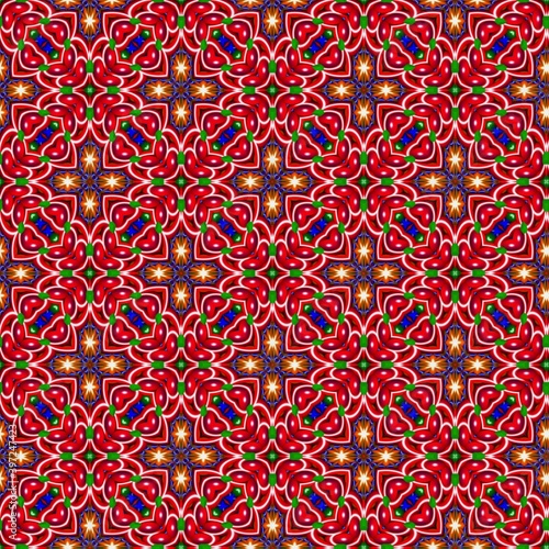 colorful symmetrical repeating patterns for textiles, ceramic tiles, wallpapers and designs. seamless image. 