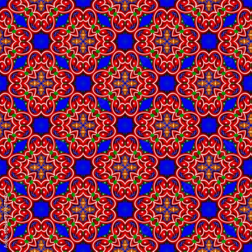 colorful symmetrical repeating patterns for textiles  ceramic tiles  wallpapers and designs. seamless image. 
