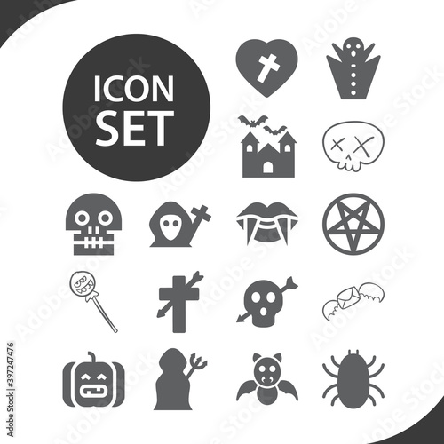 Simple set of halloween related filled icons.