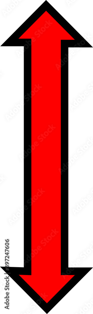 Red arrow with black boarder pointing up and down