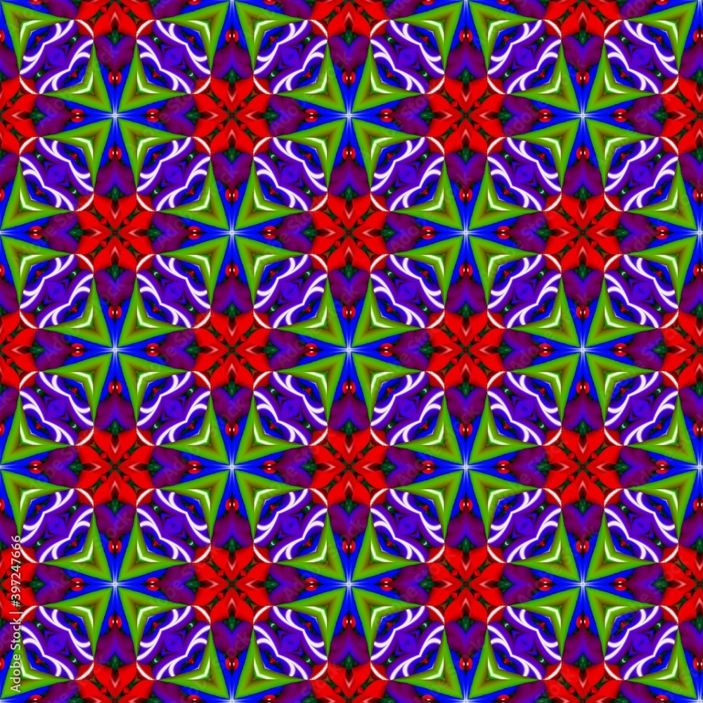 colorful symmetrical repeating patterns for textiles, ceramic tiles, wallpapers and designs. seamless image.
