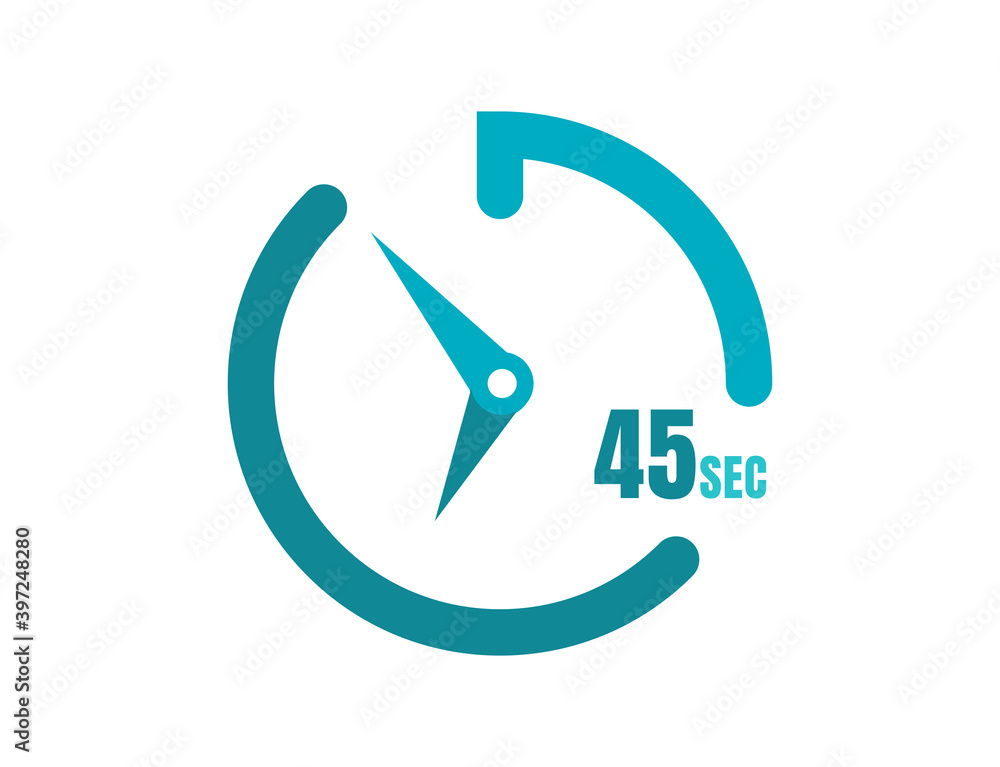 Timer 45 sec Simple icon design, 45 second timer clocks. 45 sec stopwatch icons Timer 45 sec Simple icon design, 45 second timer clocks. 45 sec stopwatch icons