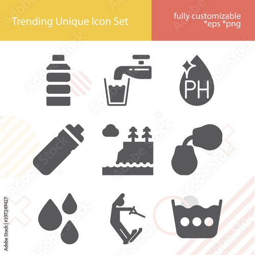 Simple set of vapor related filled icons.