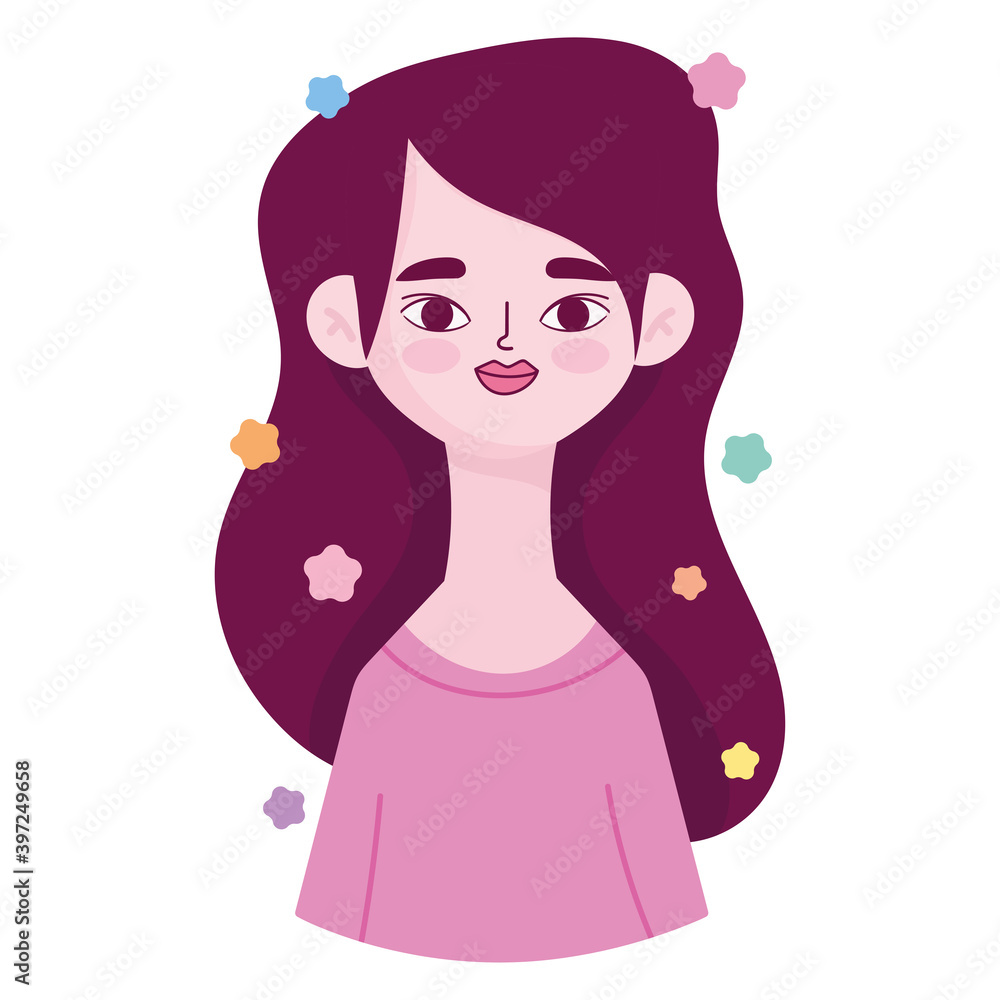 young woman beautiful portrait character avatar in cartoon young woman beautiful portrait character avatar in cartoon