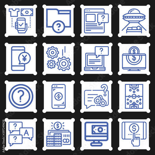 16 pack of techniques  lineal web icons set