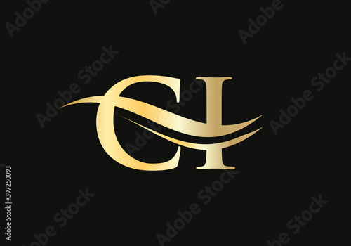 CI letters logo Modern Trendy with gold color. CI Logo design for business corporate sign