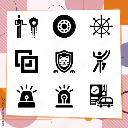Simple set of 9 icons related to risk