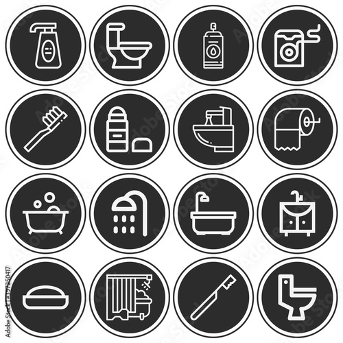 16 pack of shower  lineal web icons set